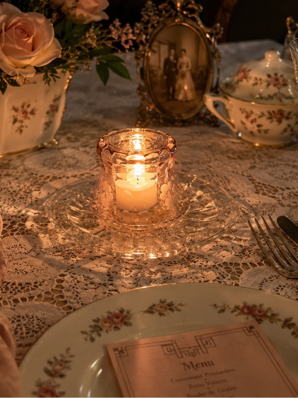 Romantic Cottagecore Fairy Light Vintage Depression Glass